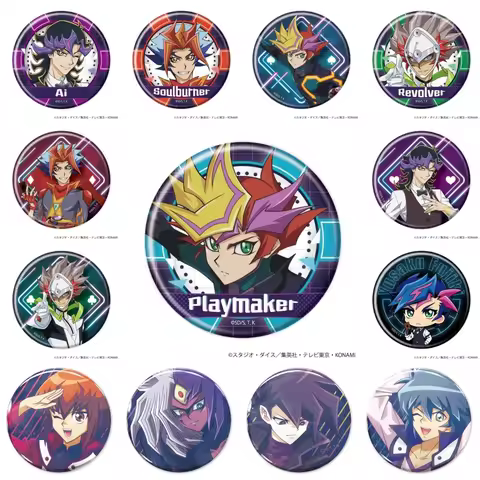58mm Anime Yu-Gi-Oh! Mutou Yūgi AIBO ATEM Dark Bakura Cosplay COSTUME Badge Pin SPTE Tinplate Brooch