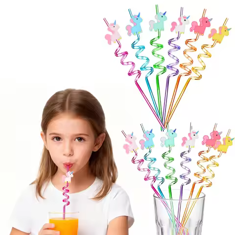 Rainbow Unicorn Party Reusable Straw Rainbow Unicorn shaped straw Unicorn Themed Drinking straw Kids