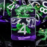 Resin D&D Dice Set, Green Frog Animal Polyhedral Dice for Dungeons and Dragons, RPG, MTG DND 7-DIE (