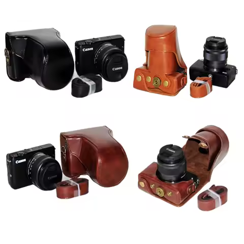 PU Leather Camera Bag Case For Canon G7X2 G7X3 SX720 SX730 SX740 HS G5X G9X G9X2 EOS M50 M5 M6 M50II
