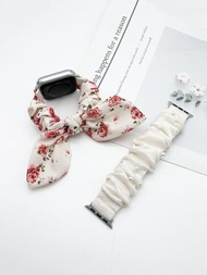 2 piezas Butterfly Bowknot &amp; Pearl decorado Scrunchie Apple Watch Band Apple Watch Strap Band Apple Watch Band Apple Watch Strap Strap Bands Compatible con Apple Watch Band Apple Watch Strap Band Apple Watch Band Apple Watch Strap Strap 38mm 40mm 41mm 42mm 44mm 45mm, Correa de repuesto para mujeres