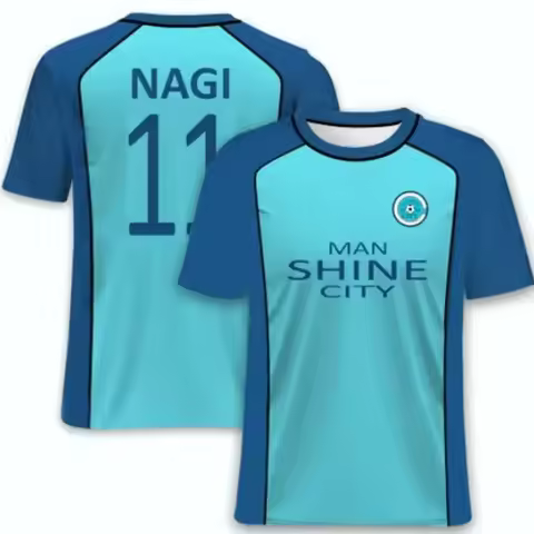 3D Anime Blue Lock MAN SHINE CITY Nagi Seishiro Cosplay T-shirt Football Jersey Women Men Harajuku S