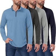 4 Pack Men's Dry-Fit Active Quarter Zip Long Sleeve