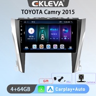 EKLEVA แอนดรอยด์วิทยุติดรถยนต์10.1นิ้วแอนดรอยด์14นิ้วสำหรับ TOYOTA Camry 2015 Carplay Aux อัตโนมัติ 