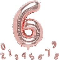 爆款加推 - (數字 6)超靚玫瑰金色 32寸獨立數字 0-9 鋁膜氣球 充氣球 氦氣鋁箔 生日派對氣球
