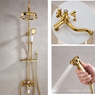 [Large-scale Water Curtain]French Style Gold Shower Faucet Vintage Gold All-Copper Antique Set Europ