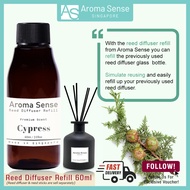 Aroma Sense Cypress Scent Reed Diffuser Refill (60ml) Fresh & Long Lasting Fragrance, Aromatherapy E