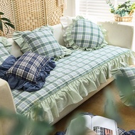 HY/🏮Plaid Cotton Sofa Cushion Fabric Living Room Simple Four Seasons Universal Sofa Cover Cover Cloth Cover Towel Sofa A