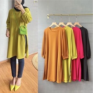 RATI - Osana Long Tunik by Mumufashion Solo Tunik Knit Rajut Halus Muslim Dress Tunik Rib Knit Kaos 