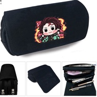 Hộp bút vải canvas khóa trắng in hình KIMETSU NO YAIBA Thanh Gươm Diệt Quỷ ver chibi vuông đi học ti