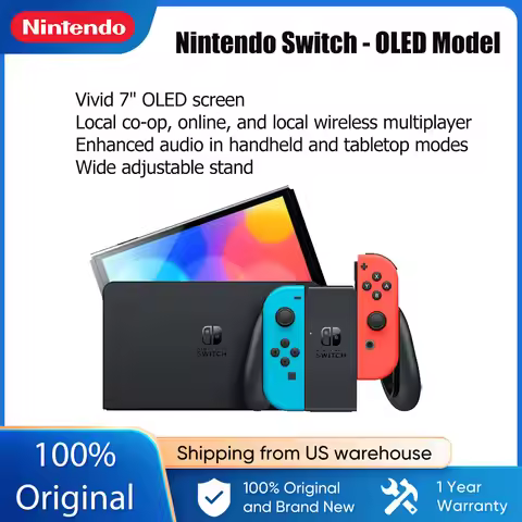 Nintendo Switch OLED Model Video Game Console with White Joy-Con 7 Inch OLED Screen Adjustable Conso