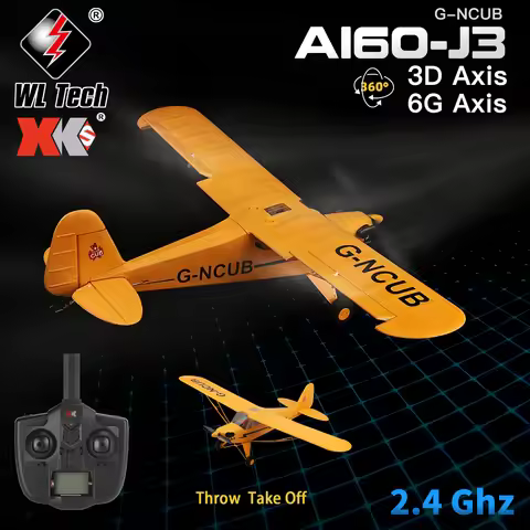 Original WLtoys A160 RC Airplane Upgrade J3-CUB 5CH Remote Control Plane 3D/6G A-xis 1406 Brushless 