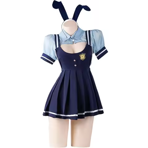 Judy Cosplay Rabbit Police Woman Costume Officer Uniform Bunny Girls Hollow Out See Through Lingerie