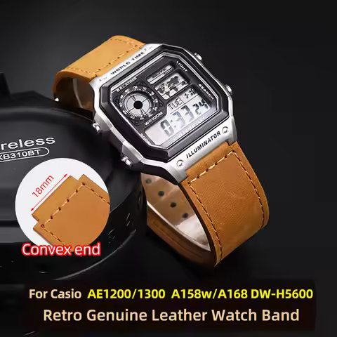 18mm Retro Leather Strap For Casio AE-1200/1300 F-108 W-218 A158w/A168 DW-H5600 F91w men's Vintage C