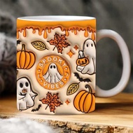 3 D S P O K Y Ghost H a l o w e n Ceramic Coffee Mug Water Halloween Pumpkin u m p k i