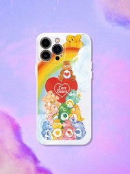 ROMWE X Care Bears 彩虹熊白色繪畫手機外殼適用於iPhone 121314系列手機保護套