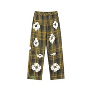 American Style Denim Tears Cotton Shorts Sleeve Set Couple Pattern Summer Casual Mens Wear Wood Flow