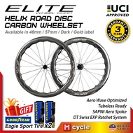 [Malaysia Warranty] ELITE Drive Helix SS 46D 57D Carbon Wheelset for Road Disc Roadbike Aero Black W