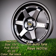Rays Te37/sl New rim 15x7 4x100 ET33 Flat Black TM Auto Tyre Service Johor Baru