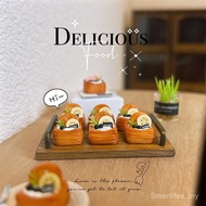 Doll House Accessories Mini Danish Crisp Dessert Miniature Model Toy Bread Fruit Biscuit Crisp Tower