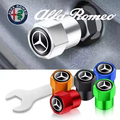 4PCS Car Badge Wheel Tires Valve Caps Metal Tyre Dust Covers For Mercedes Benz Amg W204 W213 W205 W2
