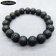 Natural black lava rock beads single bracelet men gifts wholesale 6-12mm volcanic stone bracelet