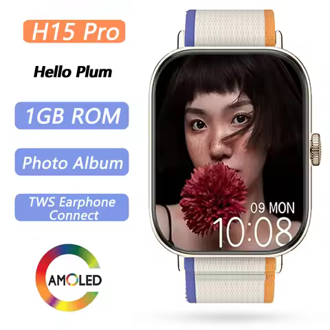 Hello Plum H15 Pro Smart Watch Series 10 Amoled Screen 1GB Music Player Local Album OLED AOD Mode Me