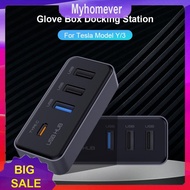 4-in-1 Glove Box USB Hub Docking Station USB Adapter for Tesla Model 3 Model Y