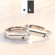 1 Pair 925 Sterling Silver Rings Engagement Couple Rings Sun and Moon 2 In 1 I Love You Rings Adjust