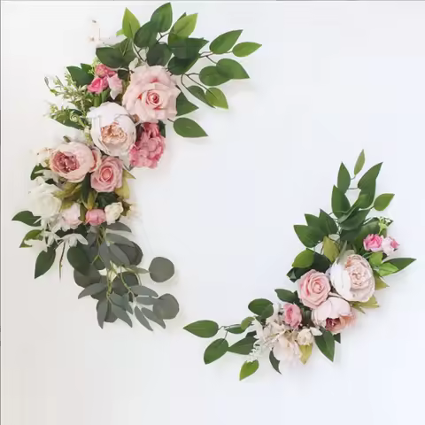 Large 2Pcs Artificial Flower Swag Floral Swag Garland Wedding Arch Flowers Kit for Sign Rustic Artif
