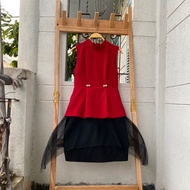 2hand red dress, waist 63cm, length 85cm, code 292
