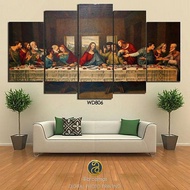 Hiasan dinding perjamuan kudus 40x75 cm bingkai papan mdf multipanel kecil size S - Small 1 set 5 pa