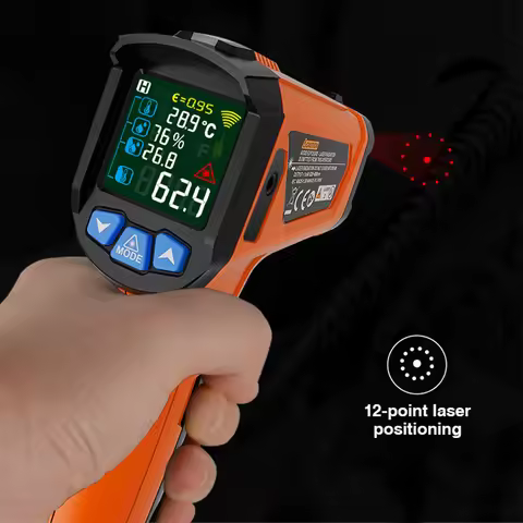 Mestek Infrared Thermometer Non-contact Temperature Meter Termometro Color LCD Screen IR02C Digital 