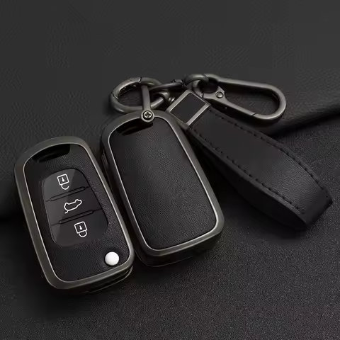Zinc Alloy +Leather Car Key Case For Hyundai i20 i30 ix20 ix25 ix35 Elantra Accent For KIA Rio 3 Sou