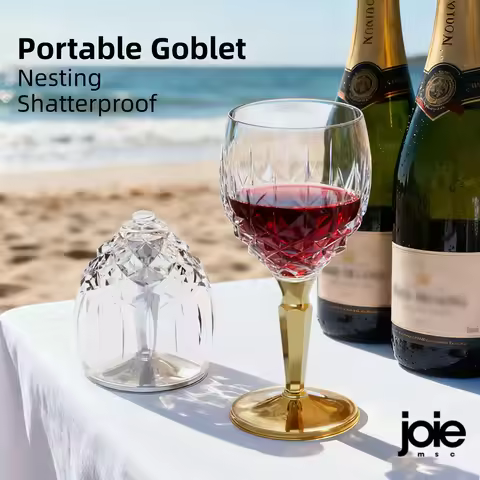 Joie Unbreakable Portable Wine Glass Goblet PCTG Plastic Lightweight Durable Champagne Glass for Par