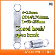 304 stainless steel Tension spring/spring d=2.0mm,OD14/17/20mm,L=50~200mm tension springs with hooks