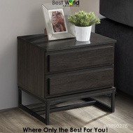 Best BARROS Side Table in 2 Drawers with Metal Frame Leg - NS 8017 J388