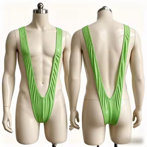 Green Borat Mankini Thong Lingerie Fancy Dress men panty ecoparty swim wear for man