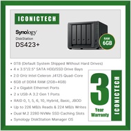 0TB~48TB HAT3310 Synology DiskStation DS423+ 6GB RAM Memory (Default 2GB+4GB) 4-Bay NAS Enclosure Ki