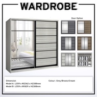 Wardrobe Cloths Cabinet 2 Sliding Door with Mirror