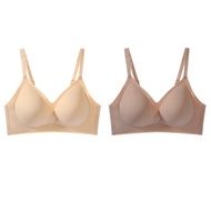 芬腾2件装无痕内衣女聚拢无钢圈弹力收副乳防下垂文胸罩轻薄款透气 120G6656【肤色+咖啡】 M码