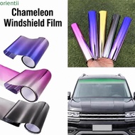 ORIENMY Chameleon Windshield Film, Heat Insulation Iridescent Car Sun Visor Strip, Professional Colo