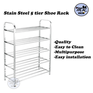 MR OEM Modern Lightweight Stainless Steel 5 Tier Shoe Rack Shoe Storage &amp; Organizer Storage Rack Rak Kasut