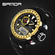Sanda กีฬาทหารชายยอดนาฬิกาแบรนด์หรูโครโนกราฟ S ที่น่าตกใจ LED นาฬิกาดิจิตอลนาฬิกาผู้ชายนาฬิกา
