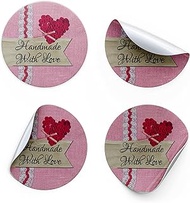 D2C 1.5 Inch Pink Floral Hand Made with Love Stickers Seal Label for Small Business Self Adhesive Id