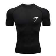 Men's T-Shirt Summer Round Neck Short-Sleeved Clothing Sports Fitness T-Shirt Elastic Fabric Outdoor