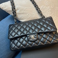 Chanel cf coco 25黑銀羊皮經典包