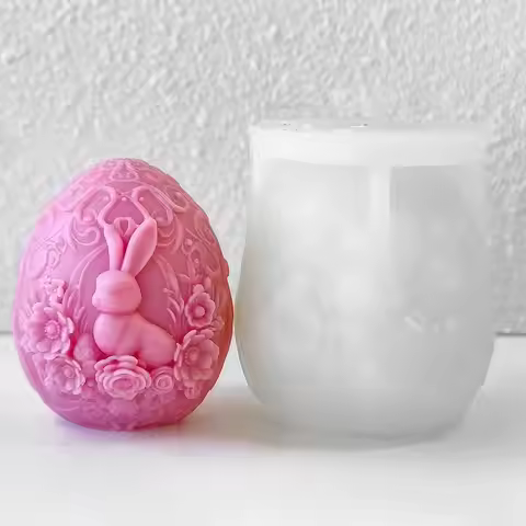 new Rabbit Egg Soap Mold Carved Flower Easter Egg Rabbits Candle Molds Easter Egg Candle Mold For Fo