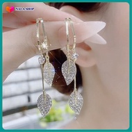 Bông tai chiếc lá dễ thương đi chơi thanh lịch đính đá S925 trẻ trung xu hướng mới sang chảnh đi làm