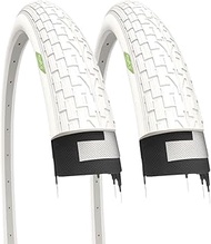 2 x Tyres White 20 x 1.95 (50-406) Slick Road Tyres for BMX, City Bike, Children, 20 Inch Bicycle